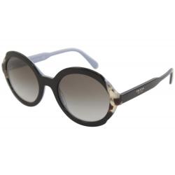 Prada Women's SPR17U SPR/17U Fashion Oval Sunglasses - Black Azure Spotted Brown/Grey Gradient   KHR/0A7 - Lens 53 Bridge 22 B 44.8 ED 53.5 Temple 140mm