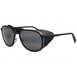 Vuarnet Men's Glacier XL VL1708 VL/1708 Fashion Pilot Sunglasses - Matte Black Flag/Polarized Blue Silver Mir   0001 - Lens 61 Bridge 18 Temple 150mm
