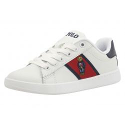 Polo Ralph Lauren Little/Big Boy's Quilton Bear Sneakers Shoes - White - 4 M US Big Kid