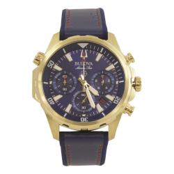 Bulova Men s Marine Star 97B168 Gold Blue Chronograph Analog Watch