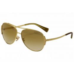 Coach Women's HC7067 HC/7067 Fashion Pilot Sunglasses - Gold/Milky Olive/Gold Mirror Gradient   92876E - Lens 59 Bridge 14 Temple 140mm