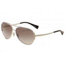Coach Women's HC7067 HC/7067 Fashion Pilot Sunglasses - Silver - Lens 59 Bridge 14 Temple 140mm