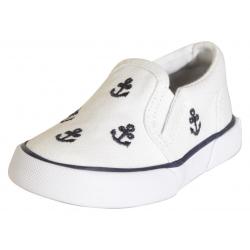 - White/Navy Anchor Canvas - 6 M US Toddler