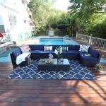 PHI VILLA 10 Piece Patio Wicker Outdoor Rattan Sectional Sofa Blue