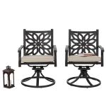 PHI VILLA Cast Aluminum Patio Dining Chairs Flower - Swivel