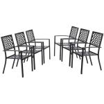 PHI Villa Metal Patio Outdoor Bistro Dining Chairs Set of 6 with Arms