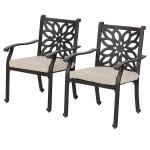 PHI VILLA Cast Aluminum Patio Dining Chairs Flower - Fixed