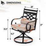 PHI VILLA 3 Piece Metal Outdoor Patio Dining Set Square Side Table / Swivel Chairs 2