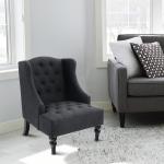 PHI VILLA Accent Living Room Wingback Chair Grey-Textile