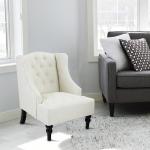PHI VILLA Accent Living Room Wingback Chair Beige-Textile