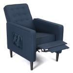 PHI VILLA Adjustable Living Room Fabric Upholstered Recliner Sofa Lounge Chair Blue