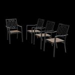 PHI VILLA Textilene Patio Dining Chair with Steel Frame, Set of 4 Set B