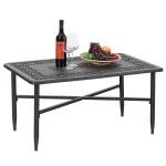 PHI VILLA Outdoor Patio Retro Cast Aluminum Rectangular Coffee Table