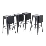 PHI VILLA Metal Counter Height Backless Dining Bar Stools with Detachable Cushion, Set of 4