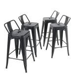 PHI VILLA Counter Height Metal Bar Indoor/Outdoor Stools - Set of 4 24"