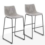 ALPHA HOME Vintage Leathaire Counter Height Bar Stools, 30" Grey