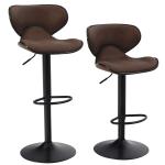 PHI VILLA Counter Height 360 Degree Swivel Square Bar Stools, Set of 2 Brown