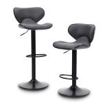 PHI VILLA Counter Height 360 Degree Swivel Square Bar Stools, Set of 2 Grey