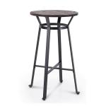 PHI VILLA Metal Bar Table, Round Bar Height Pub Table with Wood Top, 41   Black