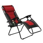 PHI VILLA Padded Zero Gravity Chair - Patio Lounge Chairs Red