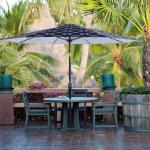 PHI VILLA 9ft Crank Open & Auto-Tilt Market Umbrella with Printing Polyester Canopy