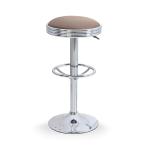 ALPHA HOME Swivel Bar Stool Counter Height Round PU Leather Adjustable Pub Stool with Chrome Footrest Khaki