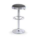 ALPHA HOME Swivel Bar Stool Counter Height Round PU Leather Adjustable Pub Stool with Chrome Footrest Black
