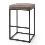 PHI VILLA Square PU Leather Bar Stool 30" / Brown