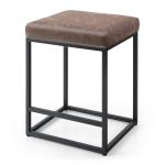 PHI VILLA Square PU Leather Bar Stool 24" / Brown