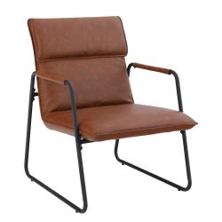PHI VILLA Accent Living Room Lounge Sofa Chair with Metal Legs Brown