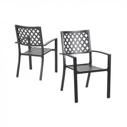 PHI VILLA Outdoor Patio Metal Dining Chairs fits Garden Backyard Chairs Furniture - Set of 2 Elegant