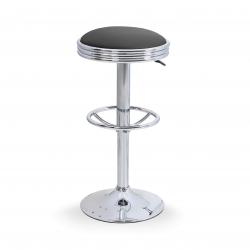 ALPHA HOME Swivel Bar Stool Counter Height Round PU Leather Adjustable Pub Stool with Chrome Footrest Black