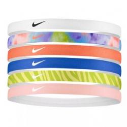 Nike Printed Headbands Assorted - 6 Pack - Women's White / Purple Pulse / Bright Mango One Size 6 Pack