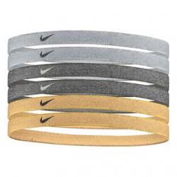 Nike Swoosh Sport Headband - Women's Metallic Wolf Grey / Black / Club Gold / Metallic Gold One Size 6 Pack