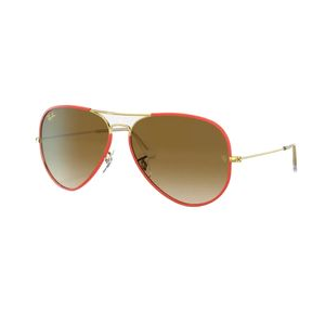 Ray-Ban Aviator Full Color Sunglasses Red on Legend Gold / Clear Gradient Brown Non Polarized