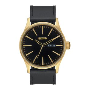 Nixon Sentry Leather Watch Gold / Black One Size