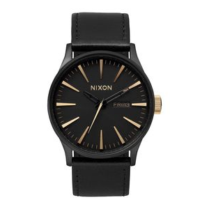 Nixon Sentry Leather Watch Matte Black / Gold One Size
