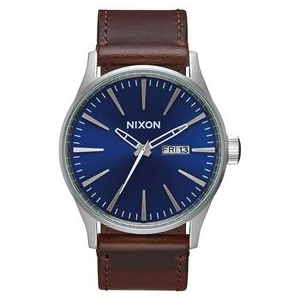 Nixon Sentry Leather Watch Blue / Brown One Size