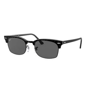Ray-Ban Clubmaster Square Sunglasses Wrinkled Black on Black / Dark Grey Non Polarized