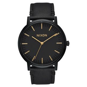 Nixon Porter Leather Watch All Black / Gold One Size