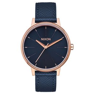 Nixon Kensington Leather Watch Navy / Rose Gold One Size