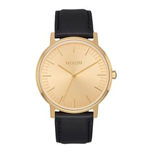 Nixon Porter Leather Watch Gold / Black / Leather One Size