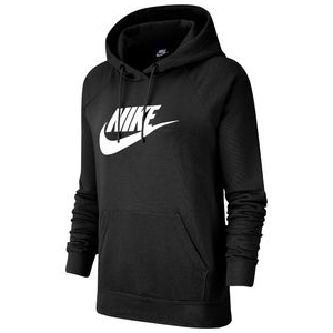 Nike Essential Fleece Pullover Hoodie - Women's Black / White M