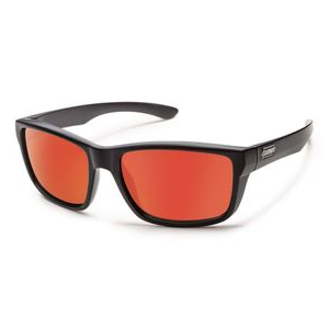 Suncloud Mayor Square Sunglasses Black / Red Mirror Polarized
