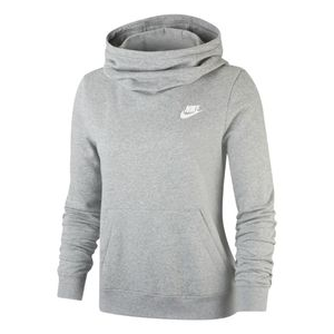 Nike Sportswear Club Fleece Funnel Neck Hoodie - Women's Dark Grey Heather / Matte Silver / White S