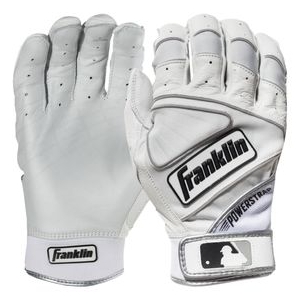 Franklin Adult Powerstrap Chrome Batting Gloves S White