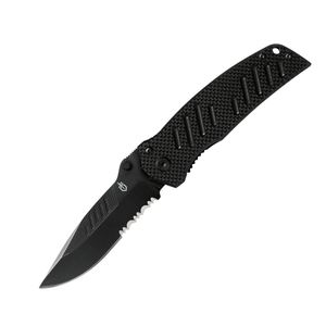 Gerber Swagger Drop Point Serrated Knife Black G-10 Black Stainless Serrated