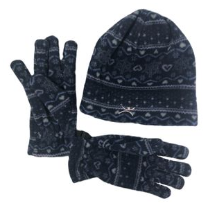 Terramar Winter Warmer Fleece Hat & Glove Set - Kids' Love Print L/XL