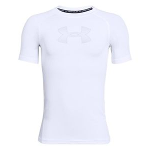 Under Armour HeatGear T-Shirt - Boys' White / White / Mod Gray Youth M