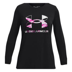 Under Armour Ua Tech(TM) Graphic Print Fill Big Logo Long Sleeve Shirt - Girls' Black / Meteor Pink / White XL